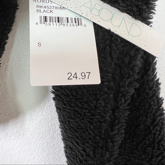 NWT NEW ABOUND Nordstrom Fuzzy Fleece half zip Pullover in Black - Picture 7 of 10
